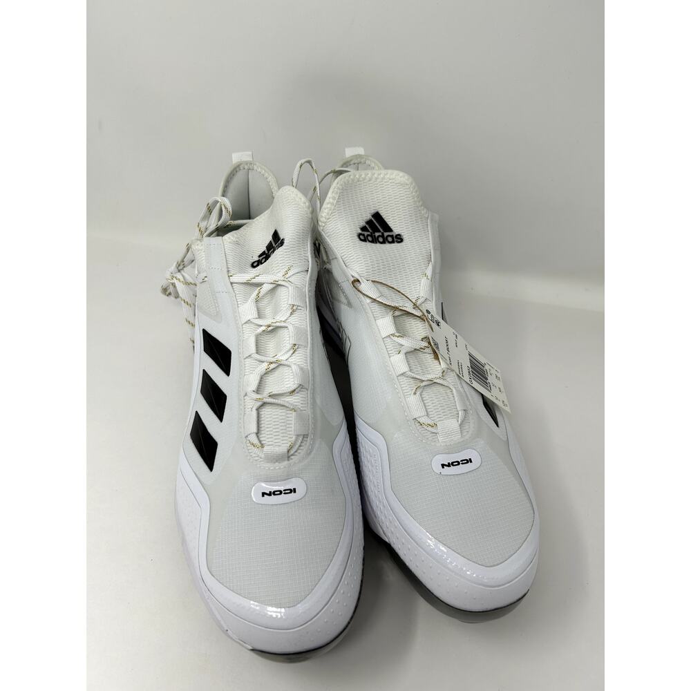 adidas Icon 7 Boost Cleats - Mens Baseball Shoes White Core Black Size 12.5